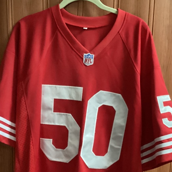 NFL 49ers Legend Riki Ellison #50 Signed Red Jersey Size L - Picture 3 of 12